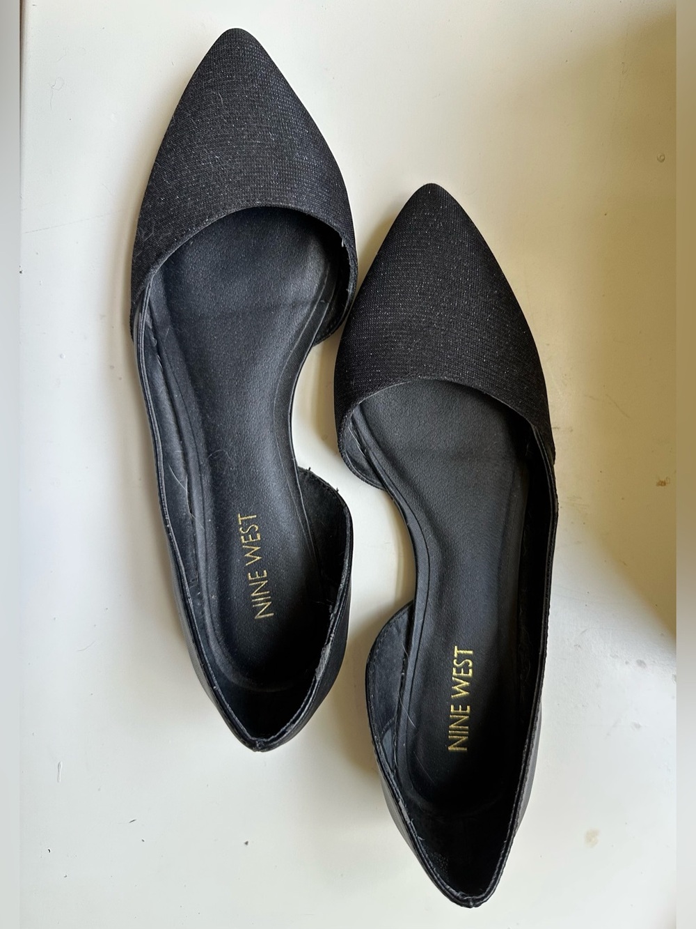Nine West Black Pointed D'Orsay Ballet Flats 6 1/2